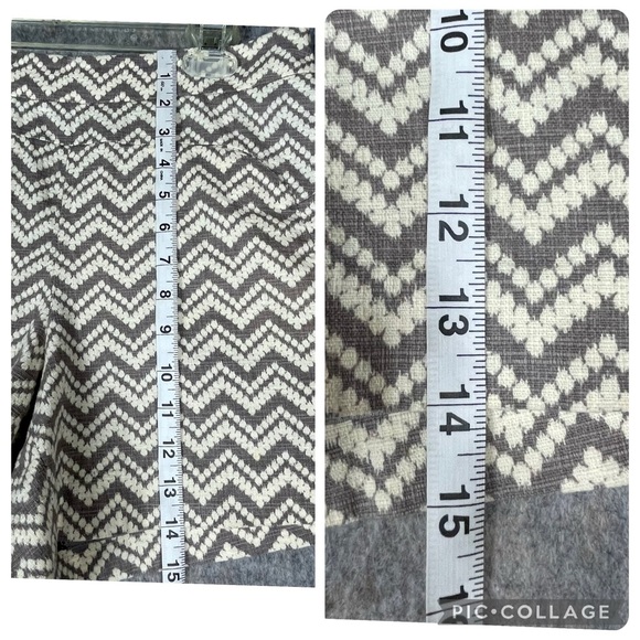 Anthropolgie Cartonnier Melisma Chevron High Rise Beige Classic Shorts - Sz 8 - Picture 10 of 11